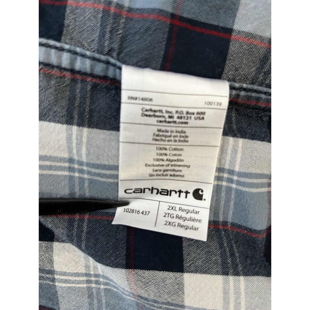 CARHARTT Shirt Men 2XL Blue Relaxed Fit Chest Pocket Long Sleeve Cotton Workwear - Picture 9 of 12